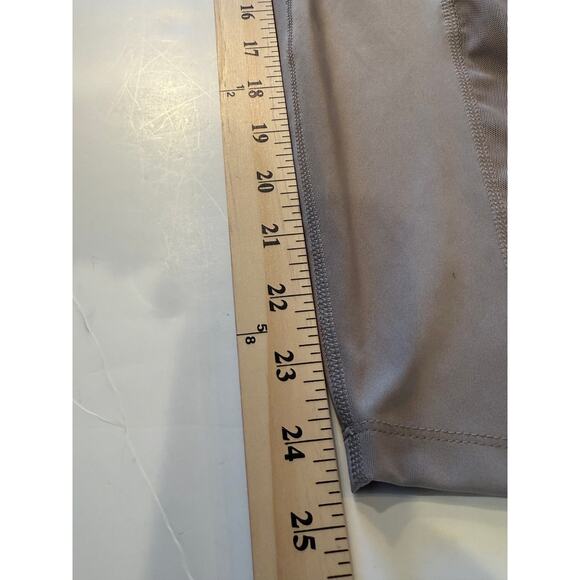 Nike Air Dri-Fit High Rise Leggings 1X Taupe Gray Mesh Panels Pockets - Picture 6 of 7